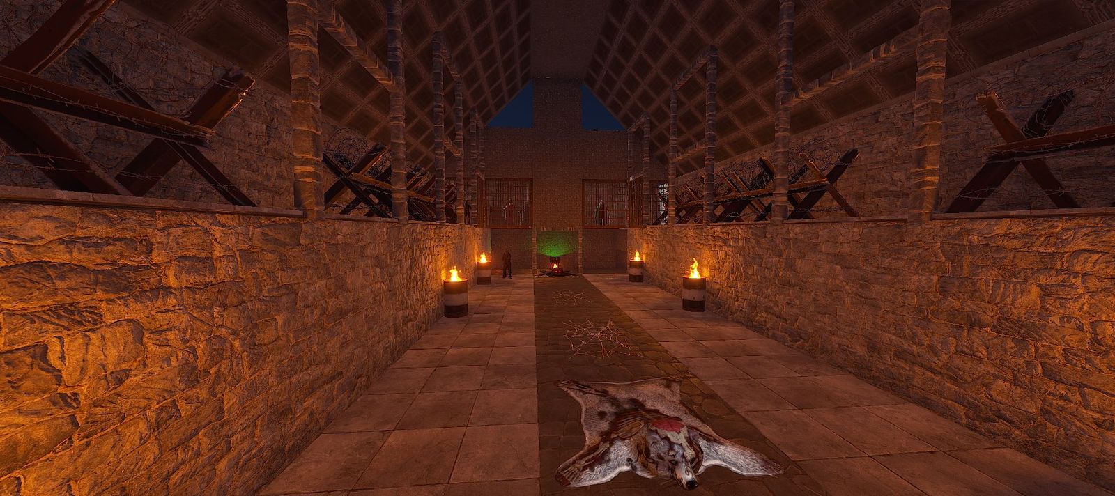 Torch-lit hall inside a custom NPC factory