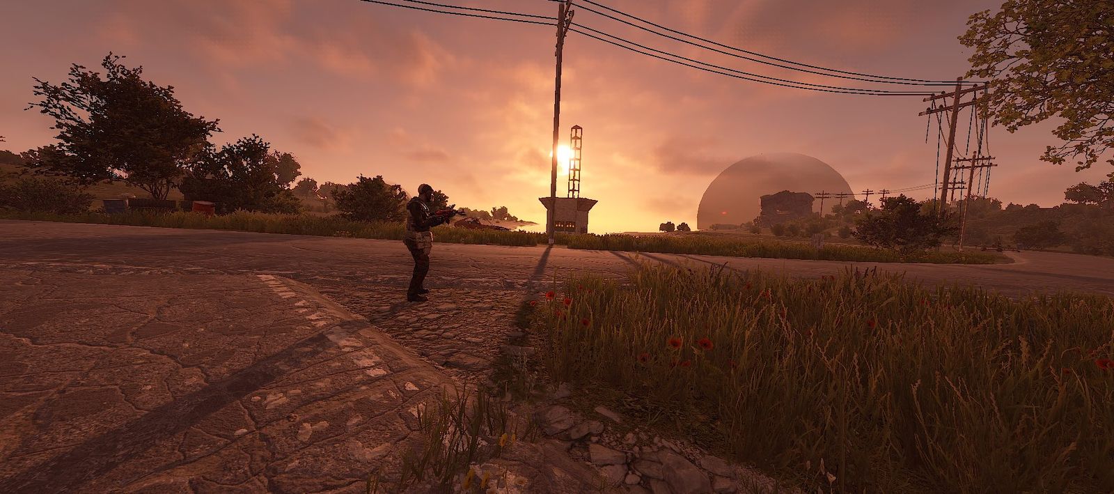 A player at sunset on the 2x server